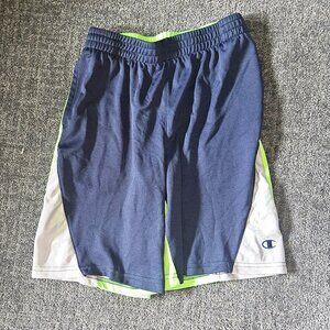 Champion Gear Boys Basketball Shorts - Navy/White/Neon Green - Large size